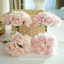 Load image into Gallery viewer, 5 Stems Real Touch Moist Latex Rose Bouquet - Pale Pink