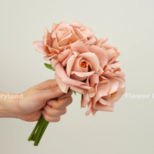 Load image into Gallery viewer, 5 Stems Real Touch Moist Latex Rose Bouquet - Dusty Rose