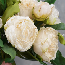 Load image into Gallery viewer, 2 Heads Dried Look Peony - White