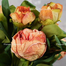 Load image into Gallery viewer, 2 Heads Dried Look Peony - Orange