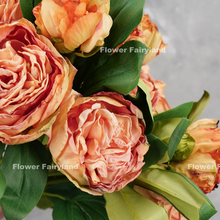 Load image into Gallery viewer, 2 Heads Dried Look Peony - Orange