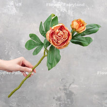 Load image into Gallery viewer, 2 Heads Dried Look Peony - Orange