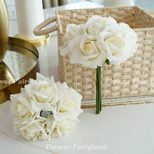 Load image into Gallery viewer, 5 Stems Real Touch Moist Latex Rose Bouquet - Milky White