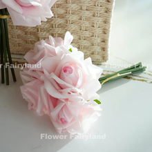 Load image into Gallery viewer, 5 Stems Real Touch Moist Latex Rose Bouquet - Light Pink