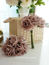 Load image into Gallery viewer, 5 Stems Real Touch Moist Latex Rose Bouquet - Mocha