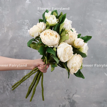 Load image into Gallery viewer, 2 Heads Dried Look Peony - White