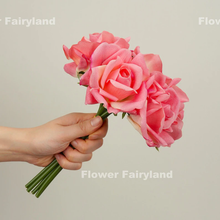 Load image into Gallery viewer, 5 Stems Real Touch Moist Latex Rose Bouquet - Blush Pink