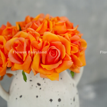 Load image into Gallery viewer, 5 Stems Real Touch Moist Latex Rose Bouquet - Orange