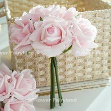 Load image into Gallery viewer, 5 Stems Real Touch Moist Latex Rose Bouquet - Light Pink