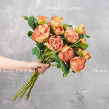 Load image into Gallery viewer, 2 Heads Dried Look Peony - Orange