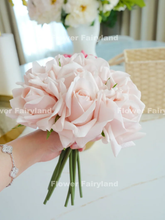 Load image into Gallery viewer, 5 Stems Real Touch Moist Latex Rose Bouquet - Pale Pink
