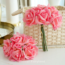 Load image into Gallery viewer, 5 Stems Real Touch Moist Latex Rose Bouquet - Blush Pink