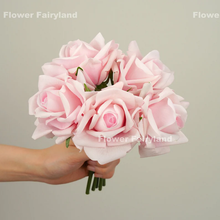 Load image into Gallery viewer, 5 Stems Real Touch Moist Latex Rose Bouquet - Light Pink