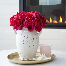 Load image into Gallery viewer, 5 Stems Real Touch Moist Latex Rose Bouquet - Magenta