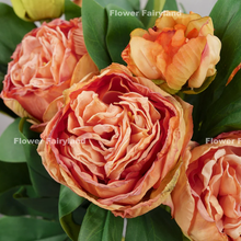 Load image into Gallery viewer, 2 Heads Dried Look Peony - Orange