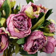 Load image into Gallery viewer, 2 Heads Dried Look Peony - Purple