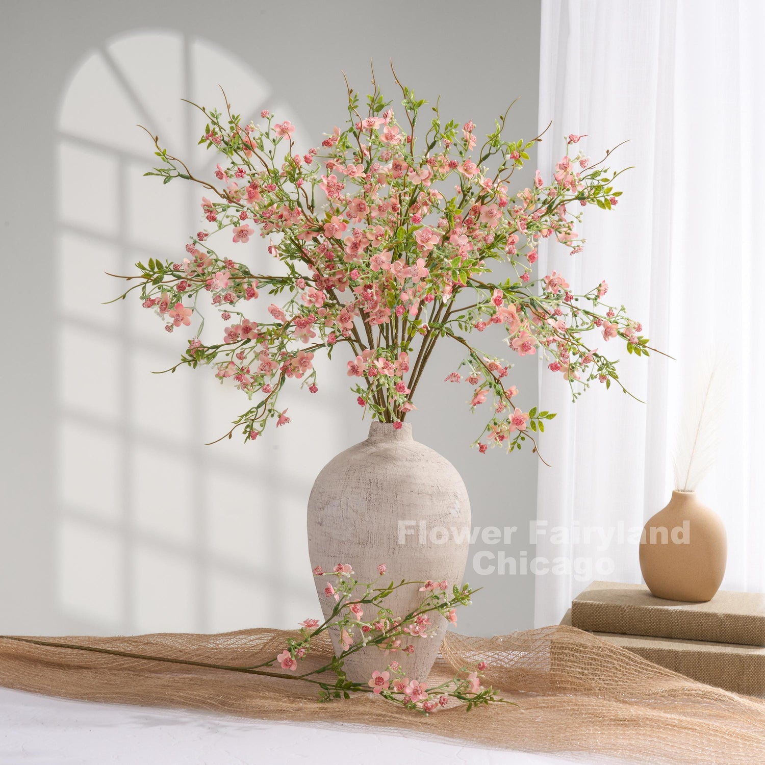 Pink faux wax flower stems