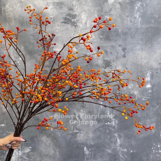 Faux Berry Branch Spray 44.5" - Orange Red
