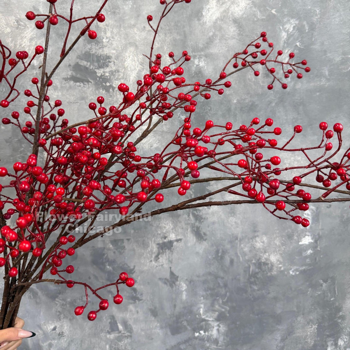 Faux Berry Branch Spray 44.5" - Red