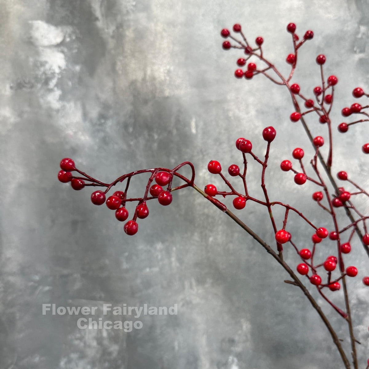 Faux Berry Branch Spray 44.5" - Red