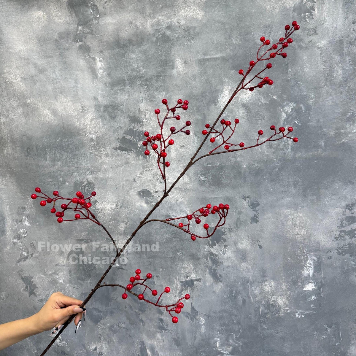 Faux Berry Branch Spray 44.5" - Red