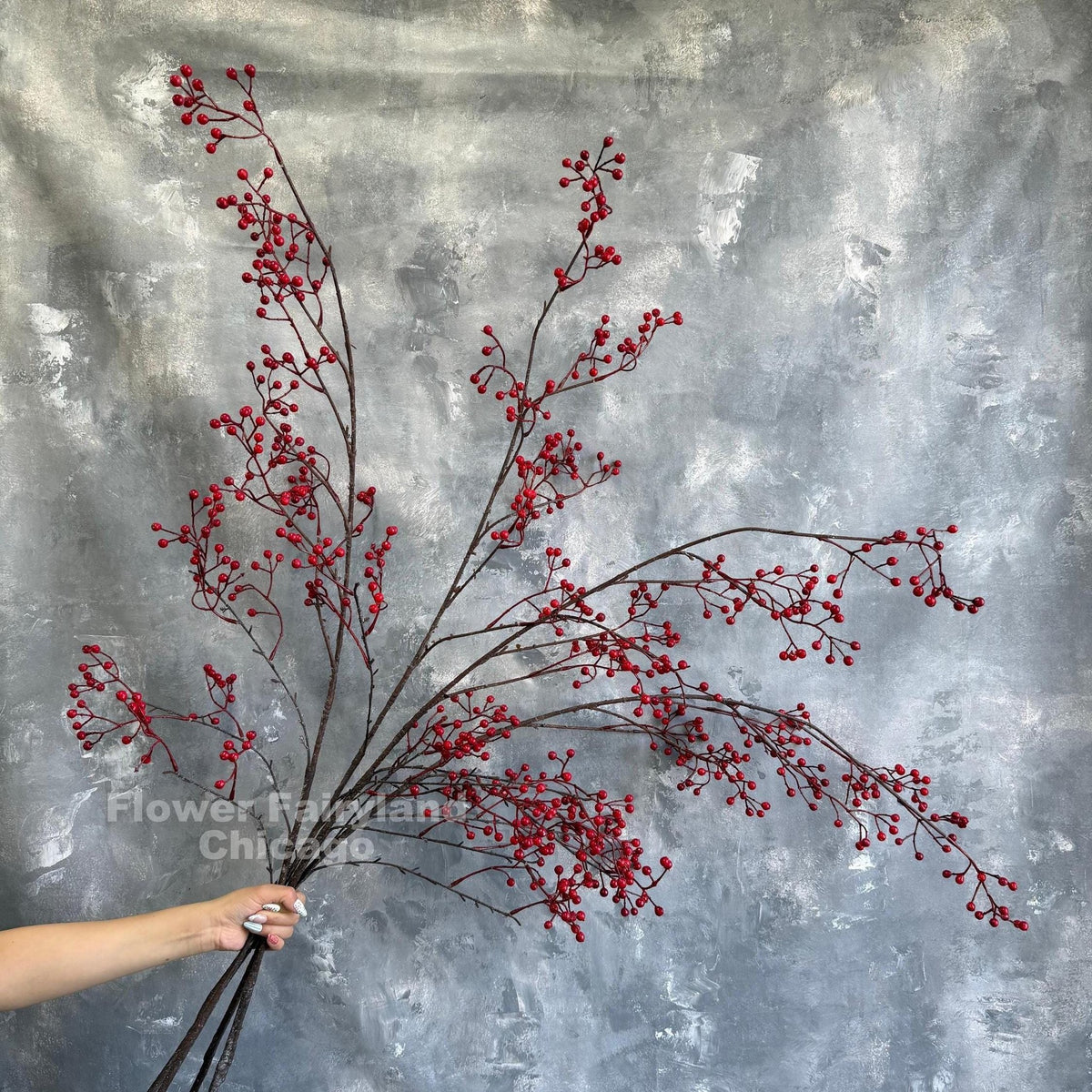 Faux Berry Branch Spray 44.5" - Red