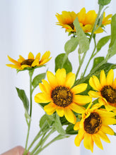 Load image into Gallery viewer, 3 Heads Sunflower Stem - Yellow
