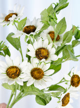 Load image into Gallery viewer, 3 Heads Sunflower Stem - White
