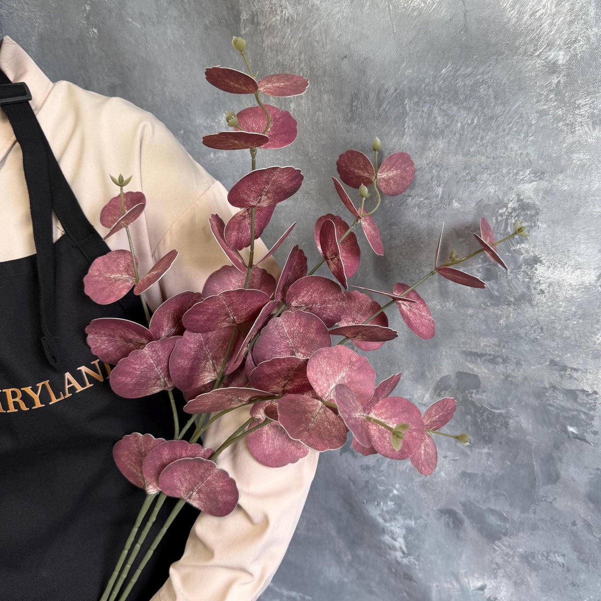 Real Touch Eucalyptus Branch - Dusty Burgundy