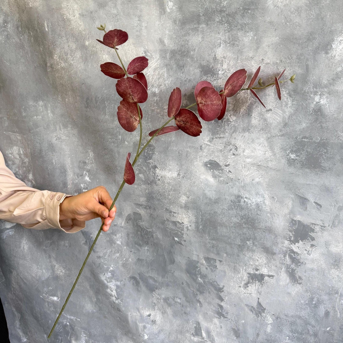 Real Touch Eucalyptus Branch - Dusty Burgundy