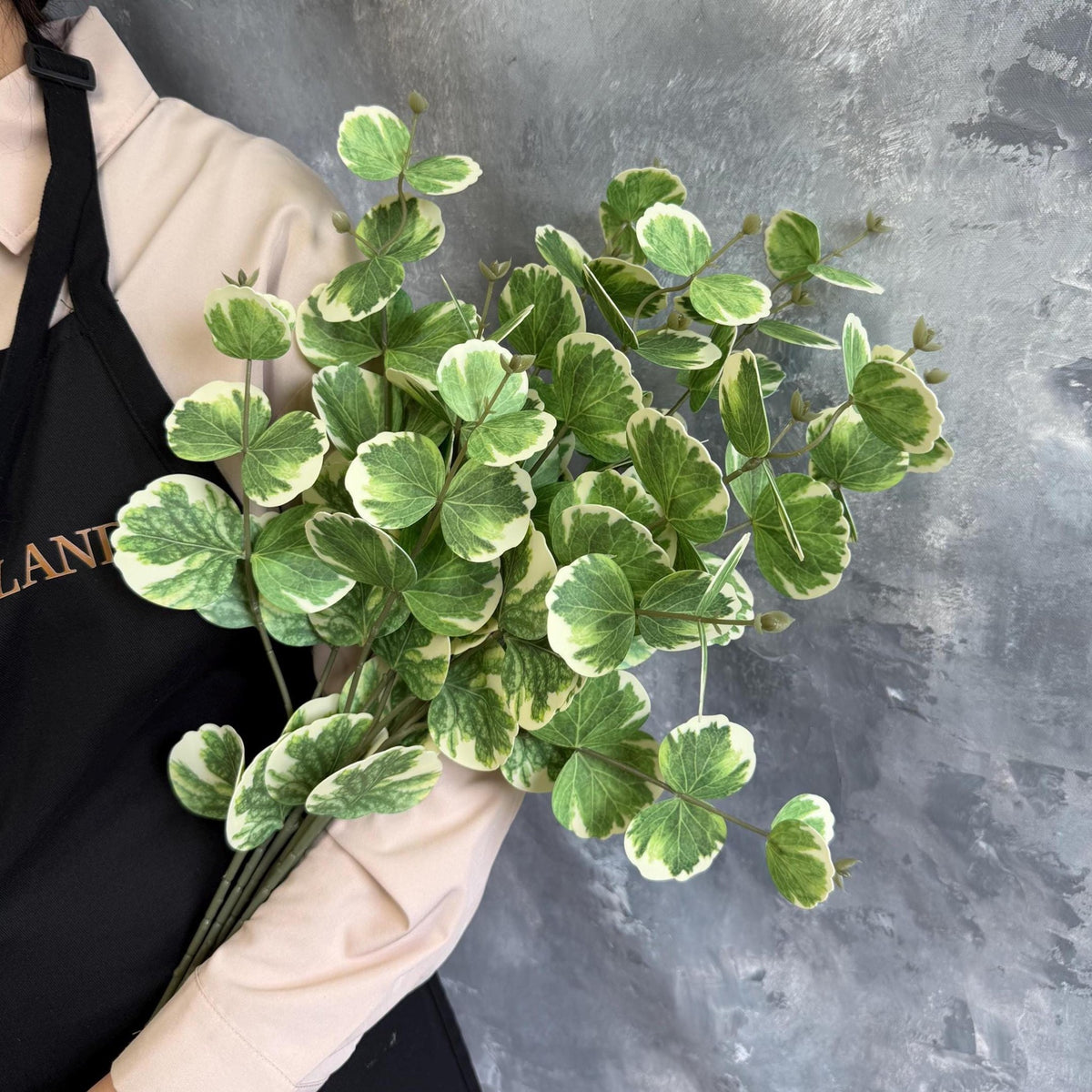 Real Touch Variegated Eucalyptus Branch - Green & Cream