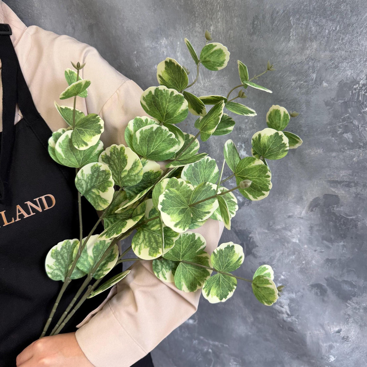 Real Touch Variegated Eucalyptus Branch - Green & Cream