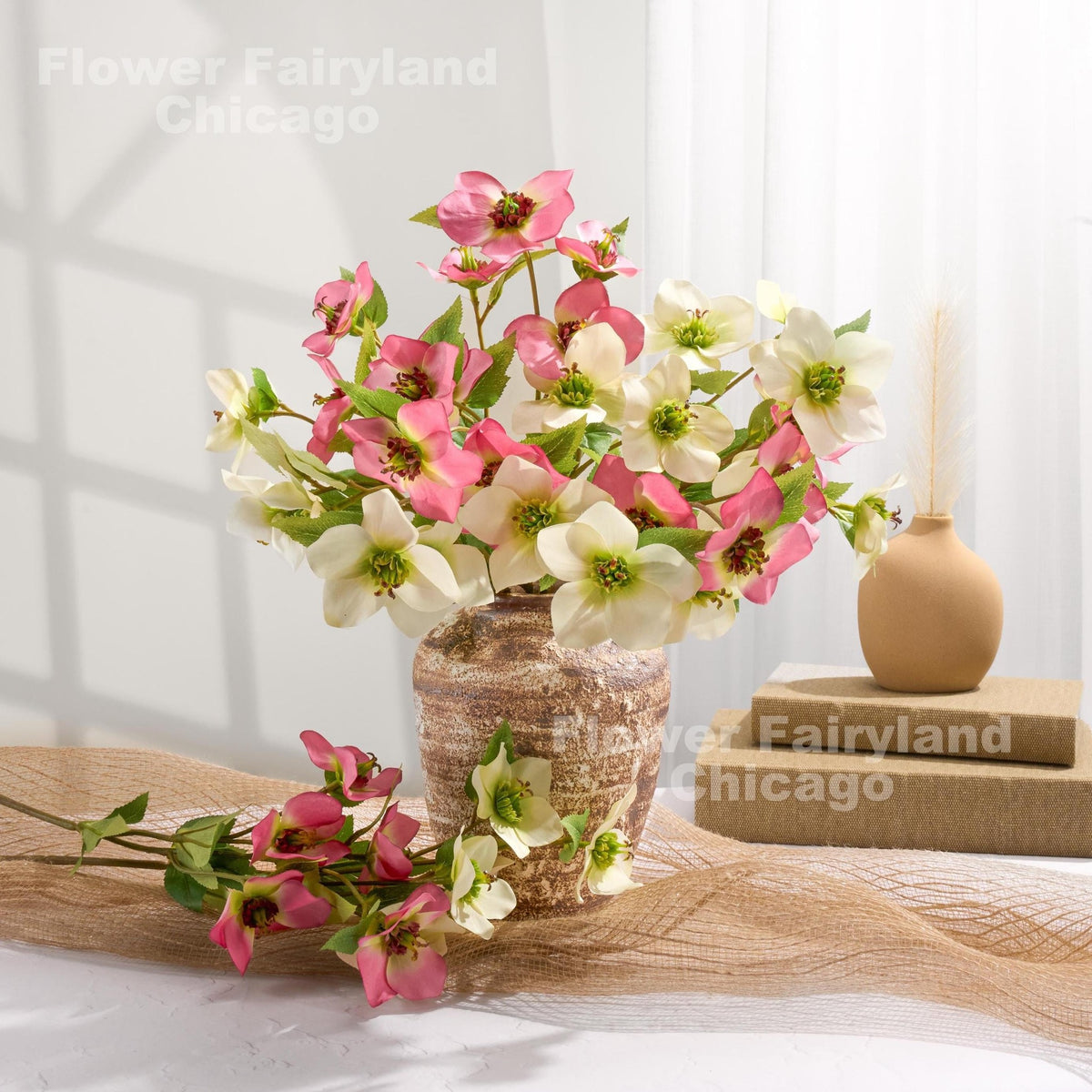 Faux Helleborus Stem - Pink