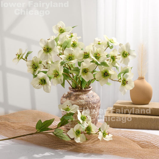 Faux Helleborus Stem - Greenish White