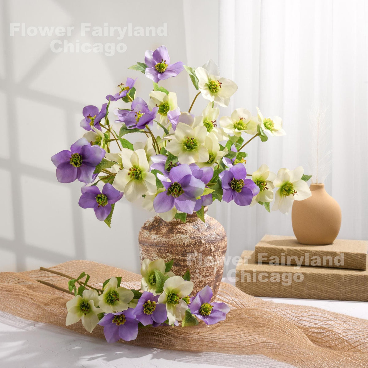 Faux Helleborus Stem - Greenish White