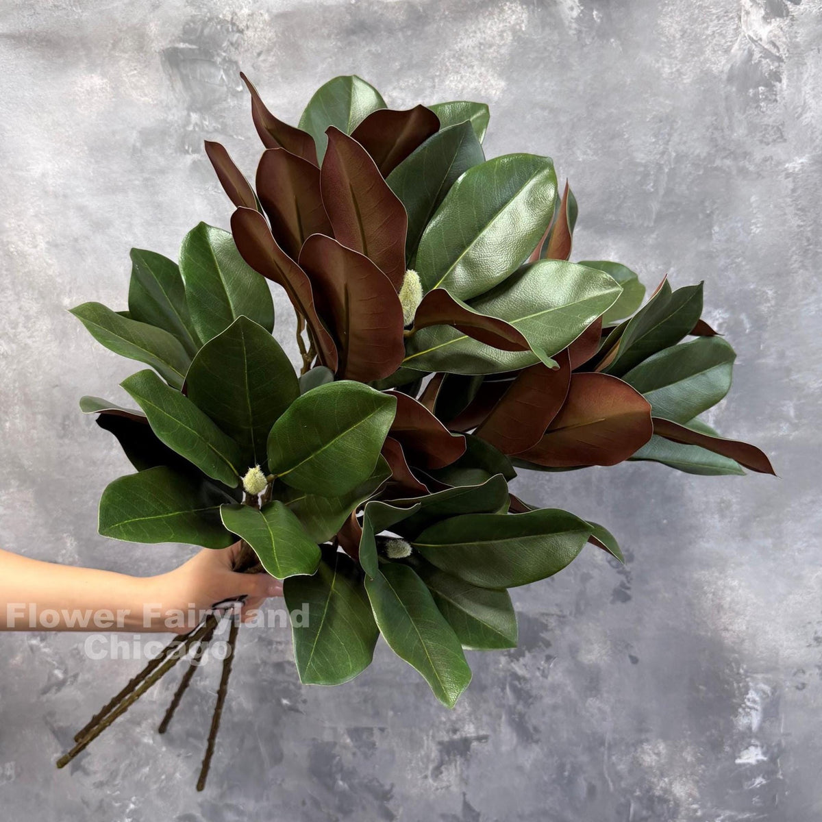 Real Touch Faux Magnolia Branch with 2 Buds