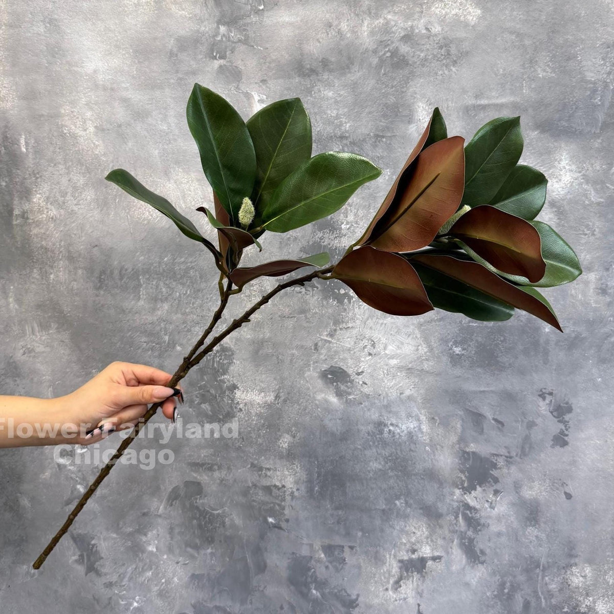 Real Touch Faux Magnolia Branch with 2 Buds