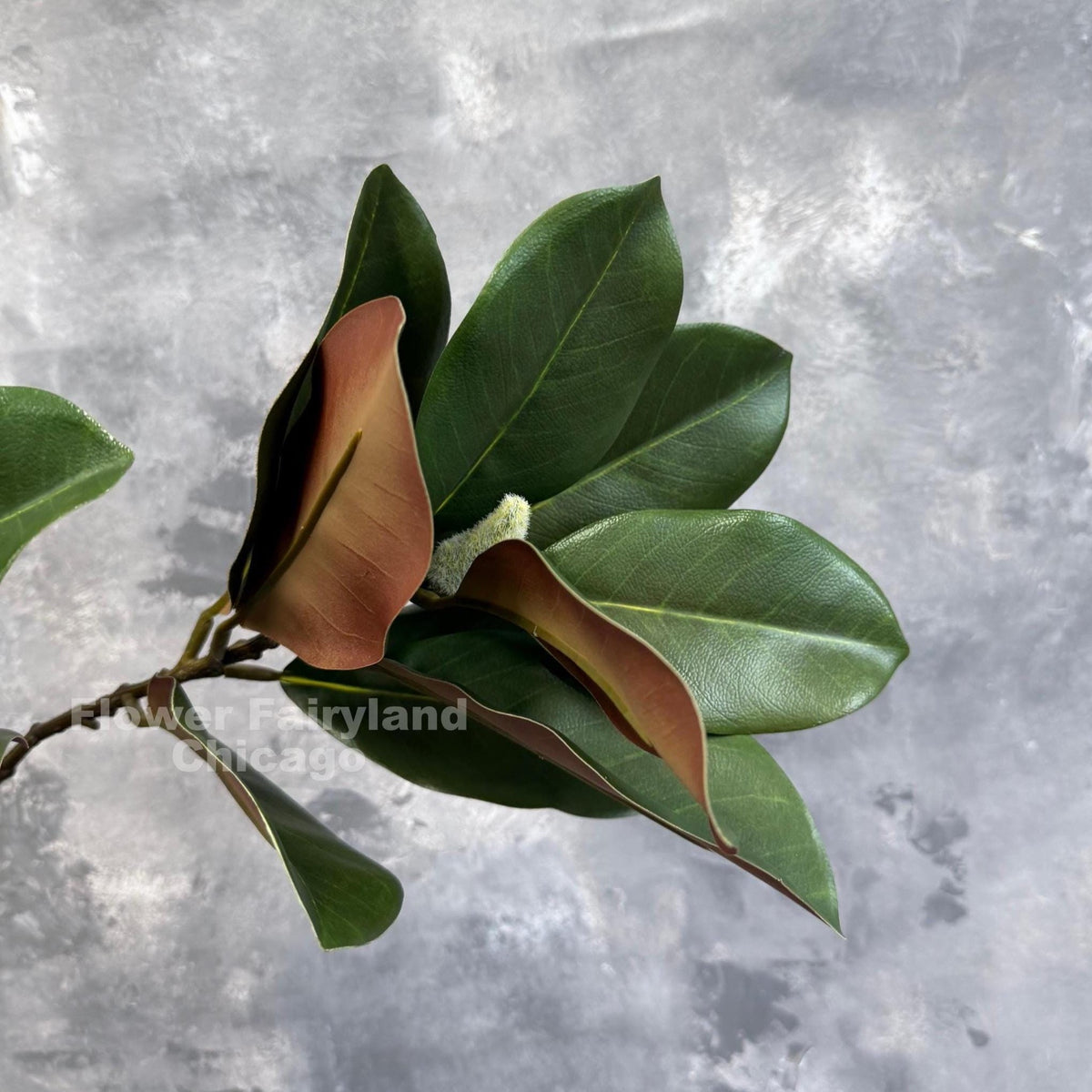 Real Touch Faux Magnolia Branch with 2 Buds