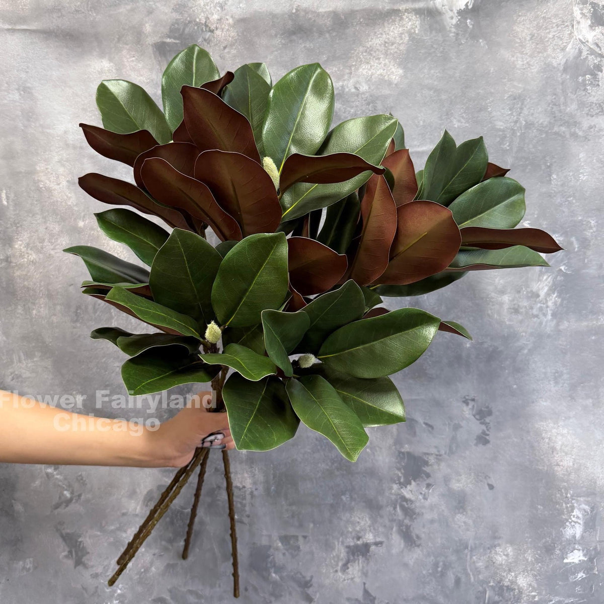 Real Touch Faux Magnolia Branch with 2 Buds