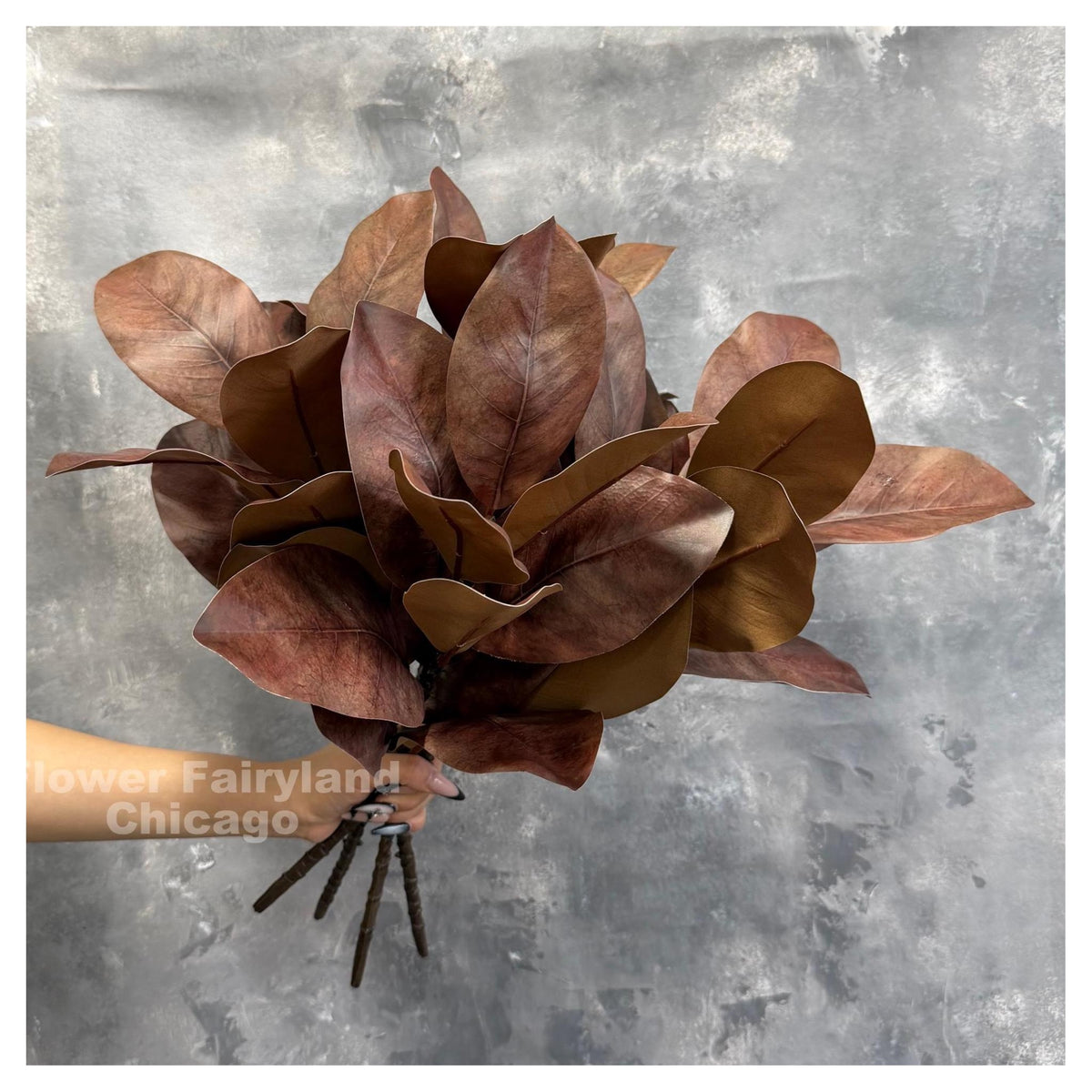 Natural Touch Faux Magnolia Leaf Branch - Brown