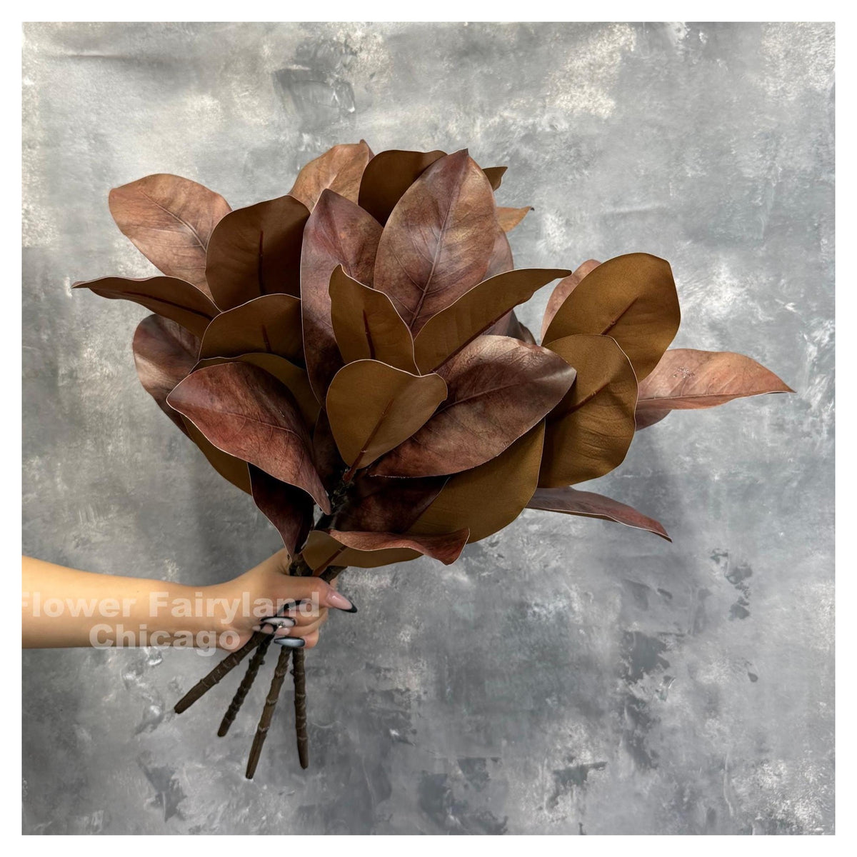 Natural Touch Faux Magnolia Leaf Branch - Brown