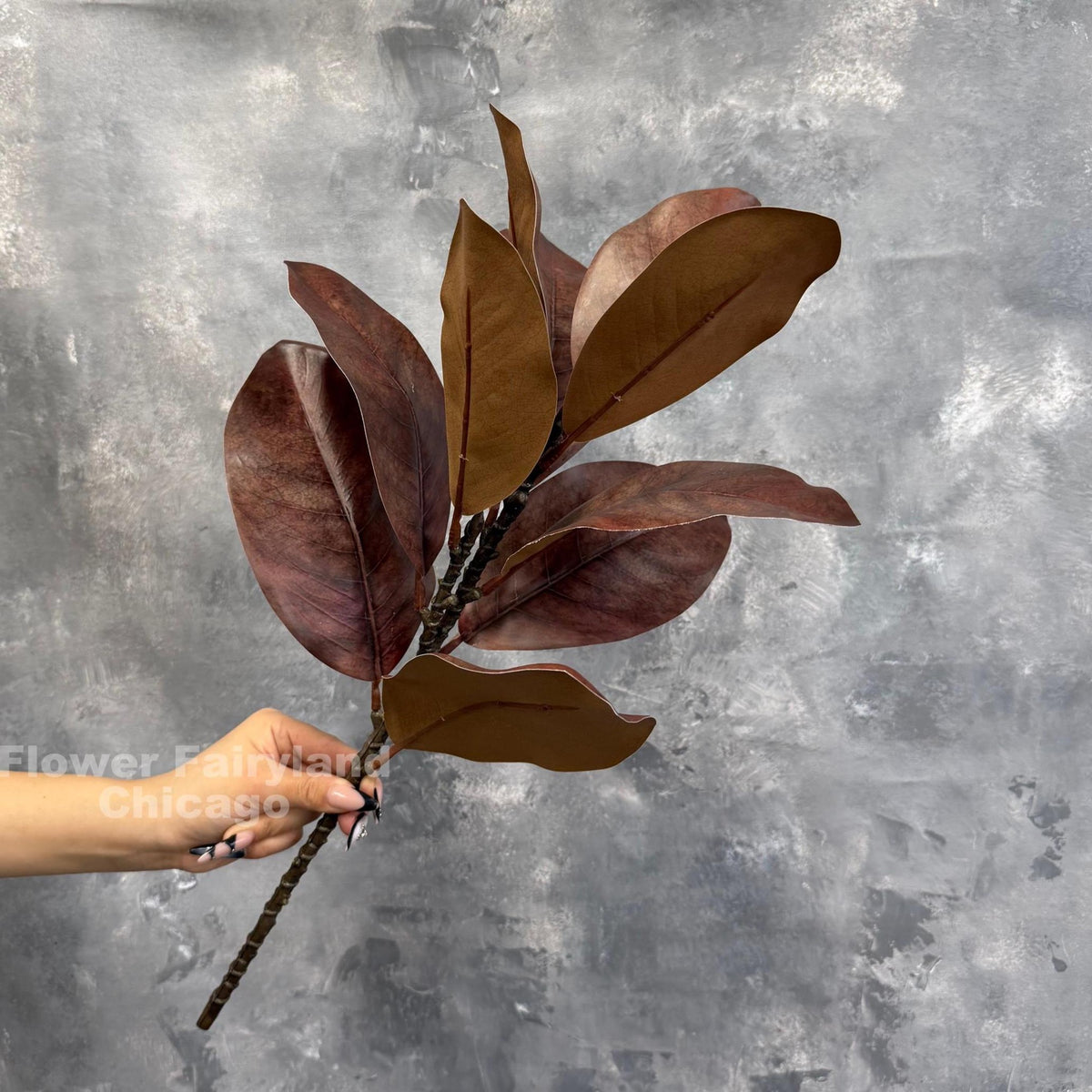 Natural Touch Faux Magnolia Leaf Branch - Brown
