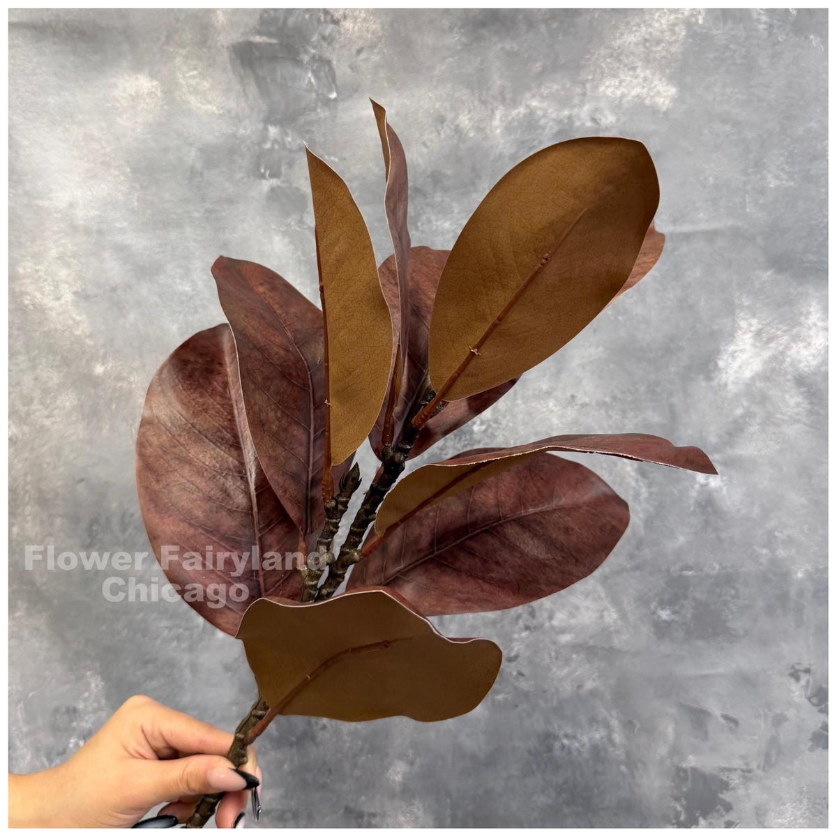 Natural Touch Faux Magnolia Leaf Branch - Brown