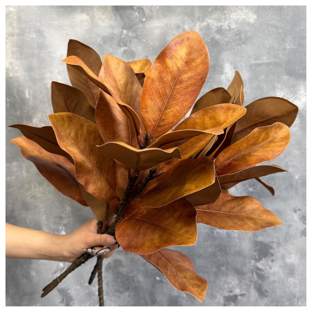 Natural Touch Faux Magnolia Leaf Branch - Golden Brown