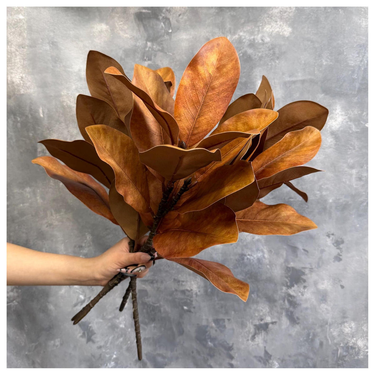 Natural Touch Faux Magnolia Leaf Branch - Golden Brown