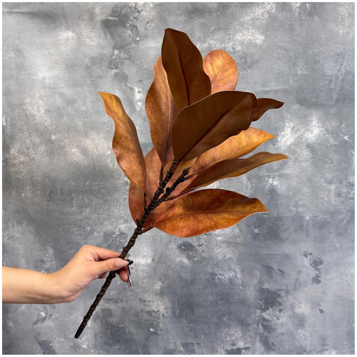 Natural Touch Faux Magnolia Leaf Branch - Golden Brown