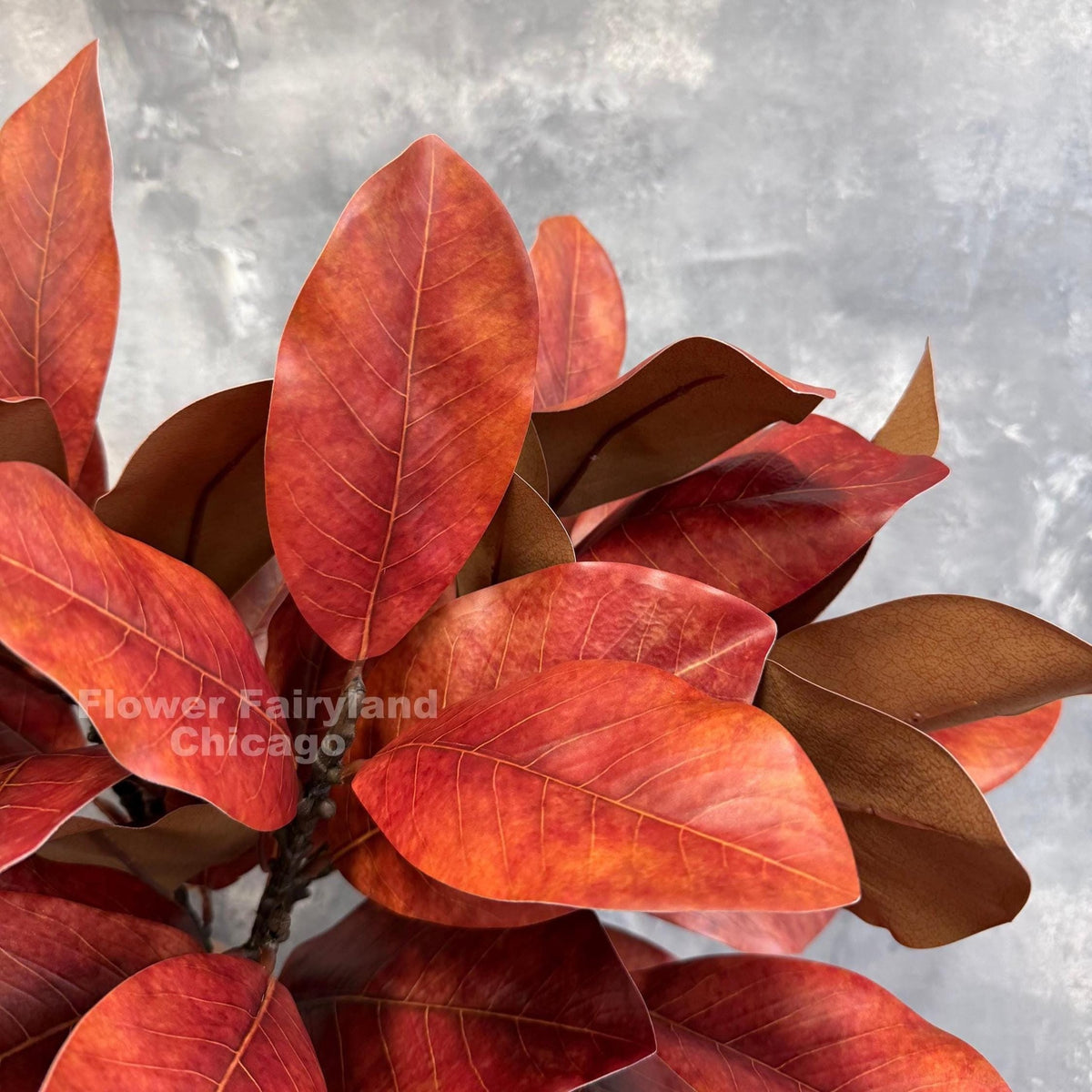 Natural Touch Faux Magnolia Leaf Branch - Burnt Orange