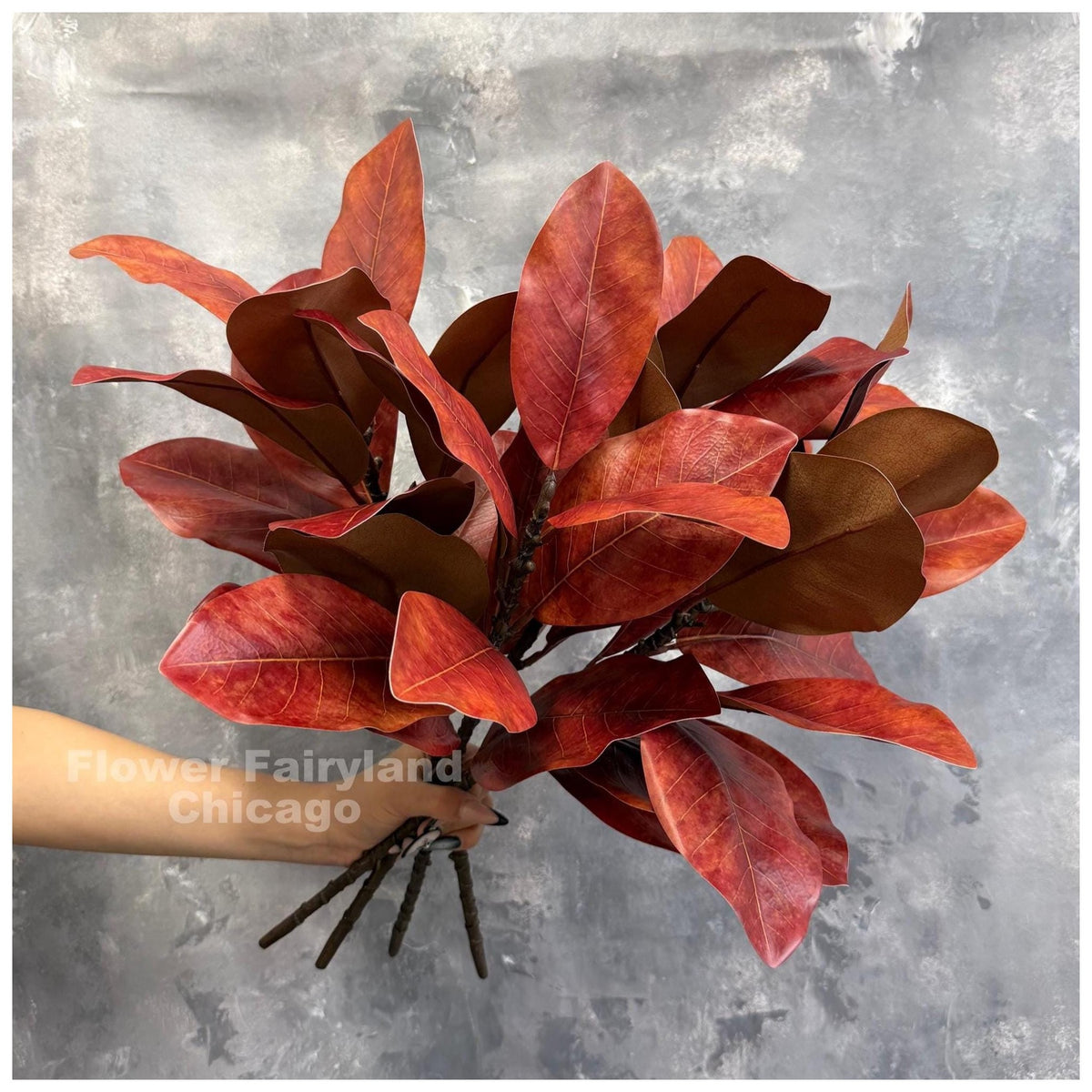 Natural Touch Faux Magnolia Leaf Branch - Burnt Orange