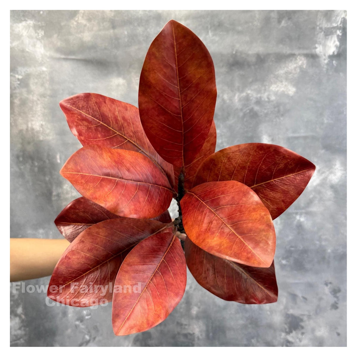 Natural Touch Faux Magnolia Leaf Branch - Burnt Orange