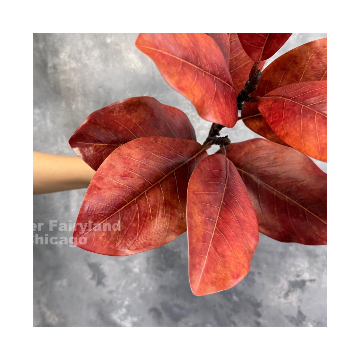 Natural Touch Faux Magnolia Leaf Branch - Burnt Orange